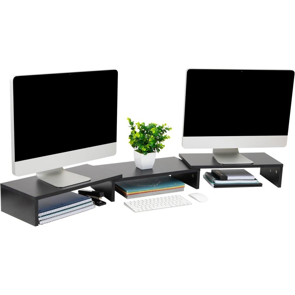 imageMind Reader Dual Monitor Stand Desktop Organizer Laptop Riser Office MDF 5125quot L x 925quot W x 475quot H PinkBlack