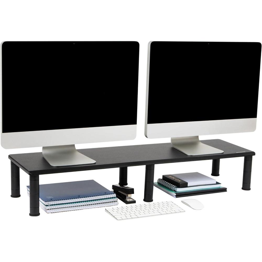 imageMind Reader Dual Monitor Stand Storage Shelf Desktop Organizer Riser Office 385quot L x 11quot W x 105125quot H BlackBlack
