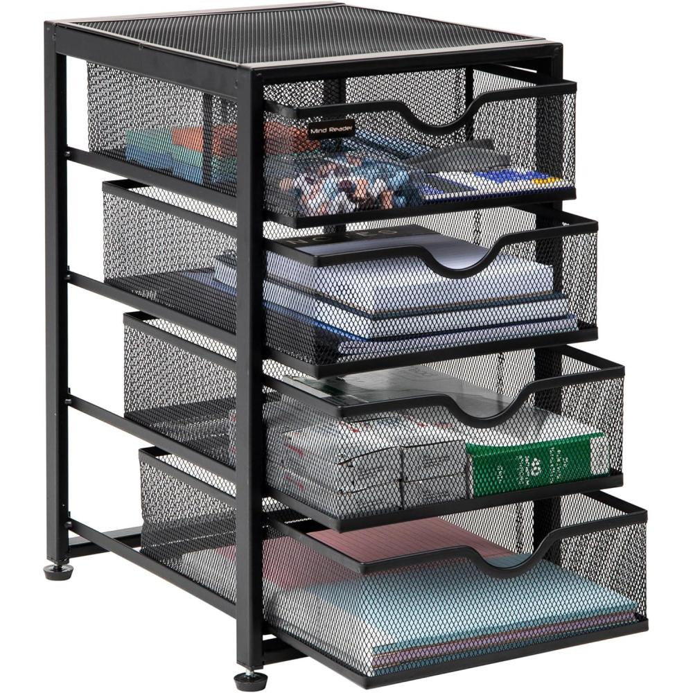 imageMind Reader File Storage Drawers Desktop Organizer File Storage Office Metal Mesh 1025quotL x 12375quotW x 16quotH Black
