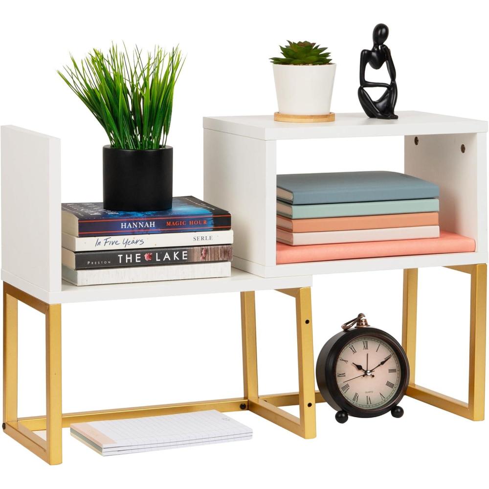imageMind Reader Floating Shelves WallMounted Office Organizers Modern MDF Display Storage with Metal Rail Metal MDF Set of 2 White
