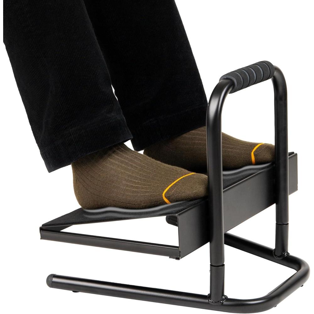 imageMind Reader Foot Rest Under Desk Ergonomic Hydraulic Height Adjustable Ottoman Office Foam 1675quot L x 75quot W x 375quot H BlackMetal Foot Rest