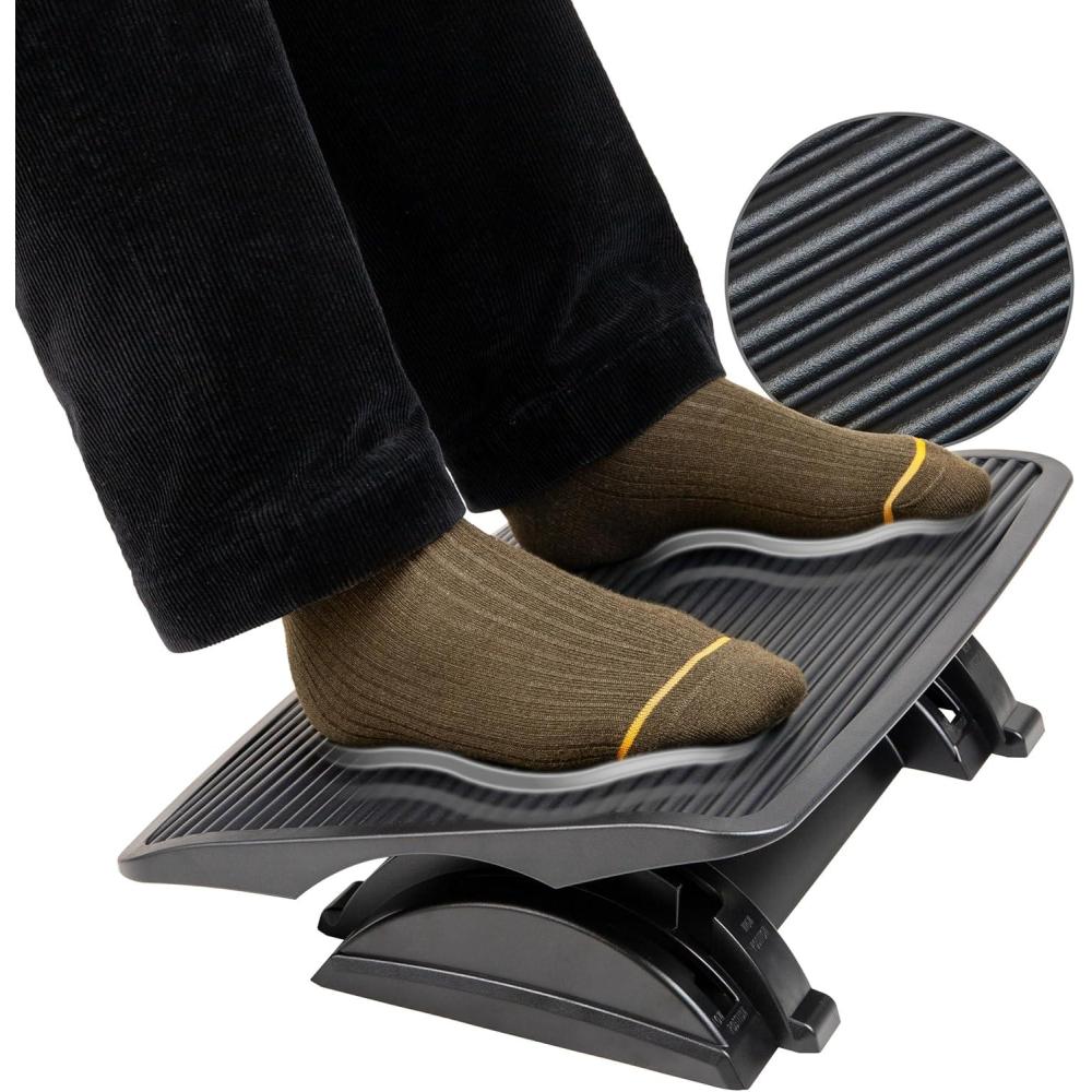 imageMind Reader Foot Rest Under Desk Ergonomic Hydraulic Height Adjustable Ottoman Office Foam 1675quot L x 75quot W x 375quot H BlackPlastic Foot Rest
