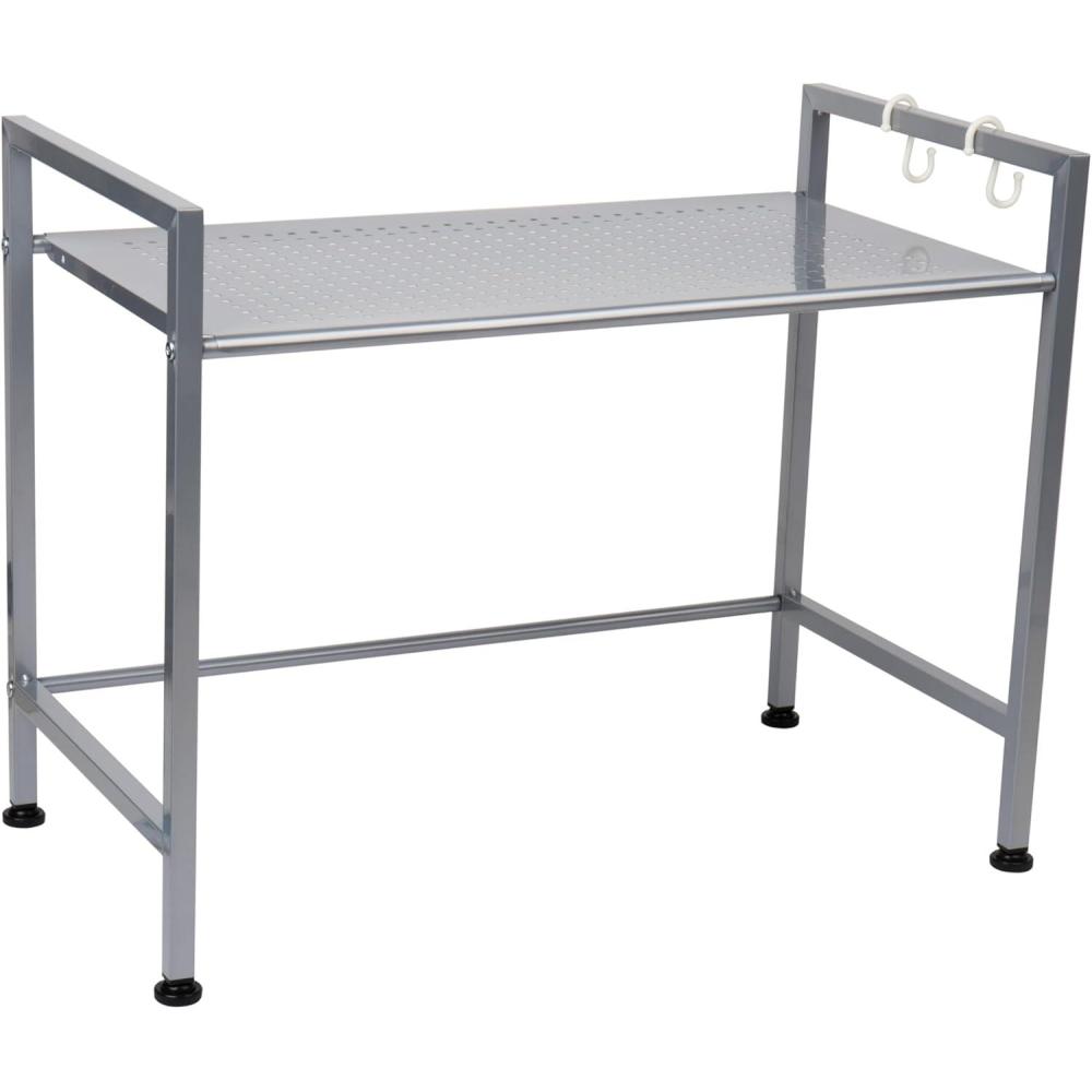 imageMind Reader Kitchen Storage Microwave Stand Shelf Organizer Rack Shelf Metal 2375quotL x 1275quotW x 1875quotH Silver
