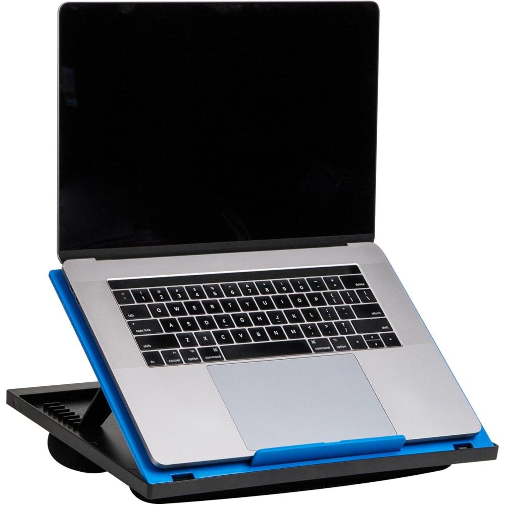 imageMind Reader Lap Desk Laptop Stand Bed Tray Collapsible Cushion Portable Dorm Plastic 1475quotL x 11quotW x 73quotH BlackBlue