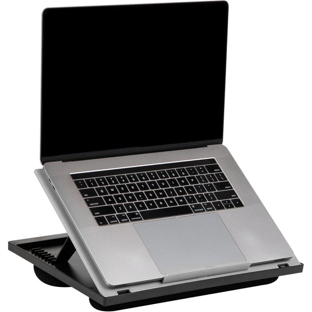 imageMind Reader Lap Desk Laptop Stand Bed Tray Collapsible Cushion Portable Dorm Plastic 1475quotL x 11quotW x 73quotH BlackGray