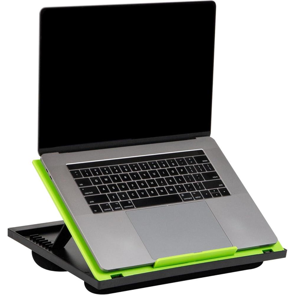 imageMind Reader Lap Desk Laptop Stand Bed Tray Collapsible Cushion Portable Dorm Plastic 1475quotL x 11quotW x 73quotH BlackGreen