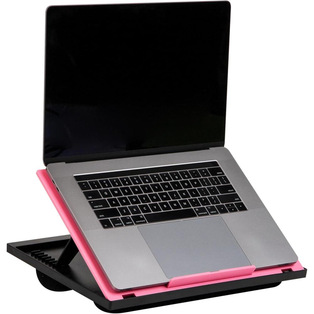 imageMind Reader Lap Desk Laptop Stand Bed Tray Collapsible Cushion Portable Dorm Plastic 1475quotL x 11quotW x 73quotH BlackPink