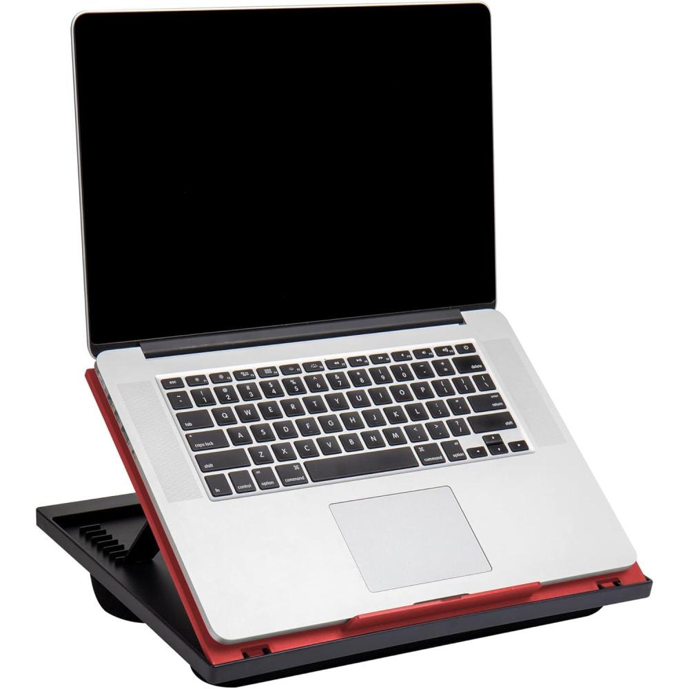imageMind Reader Lap Desk Laptop Stand Bed Tray Collapsible Cushion Portable Dorm Plastic 1475quotL x 11quotW x 73quotH BlackRed