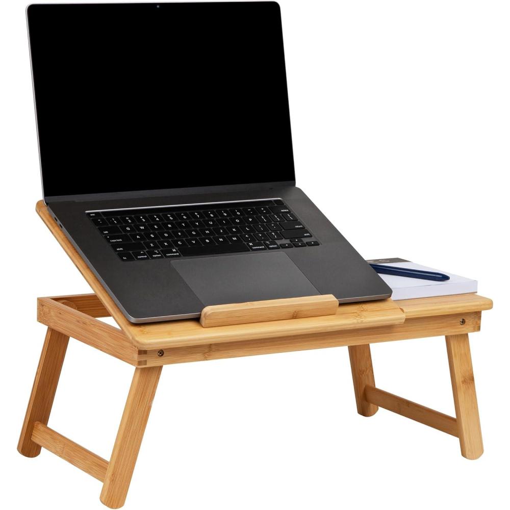 imageMind Reader Lap Desk Laptop Stand Bed Tray Dorm Room Folding Legs Rayon From Bamboo 1975quotL x 12quotW x 825quotH BrownBrown