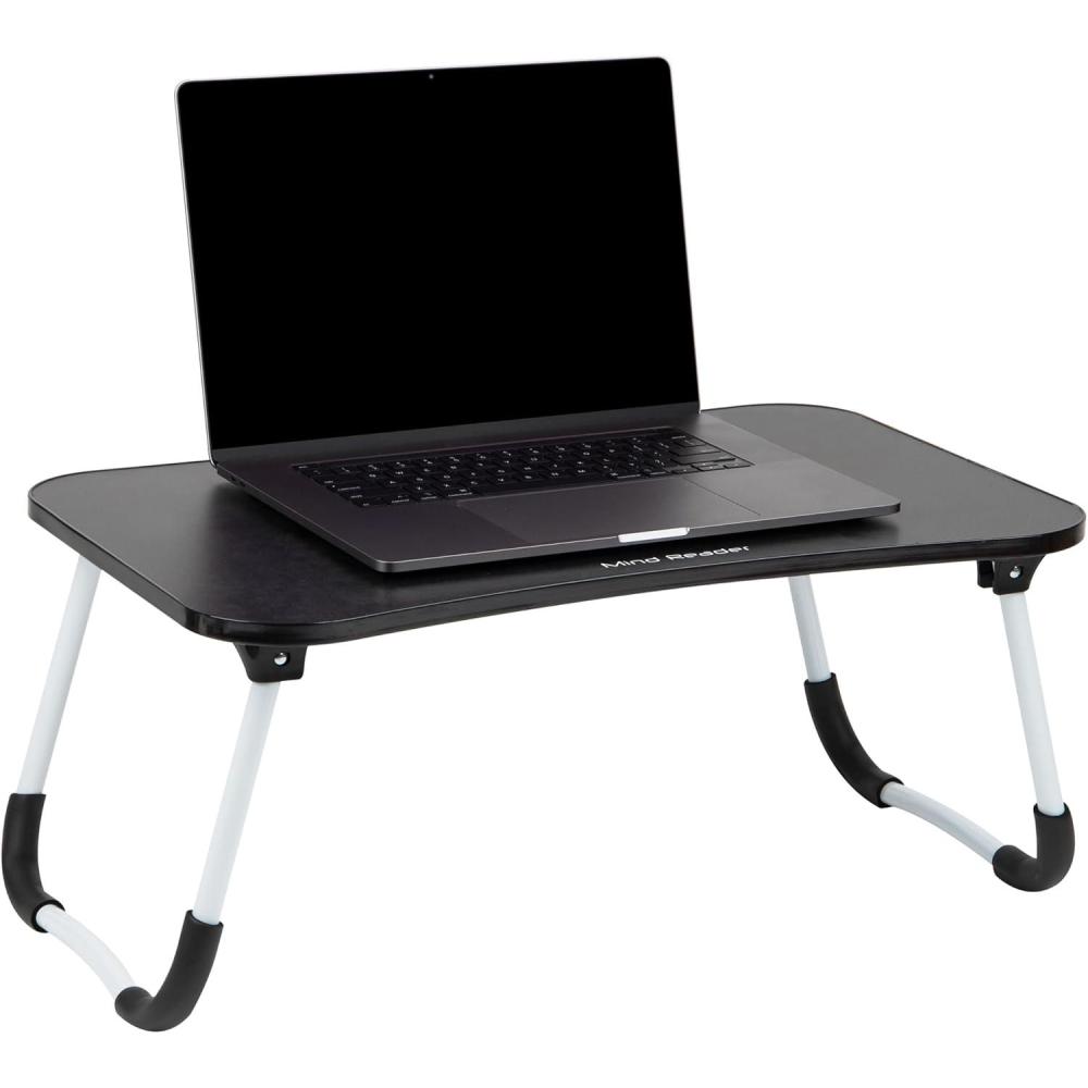 imageMind Reader Lap Desk Laptop Stand Bed Tray Folding Legs Couch Table Portable MDF 2325quot L x 1375quot W x 105quot H BeigeBlack