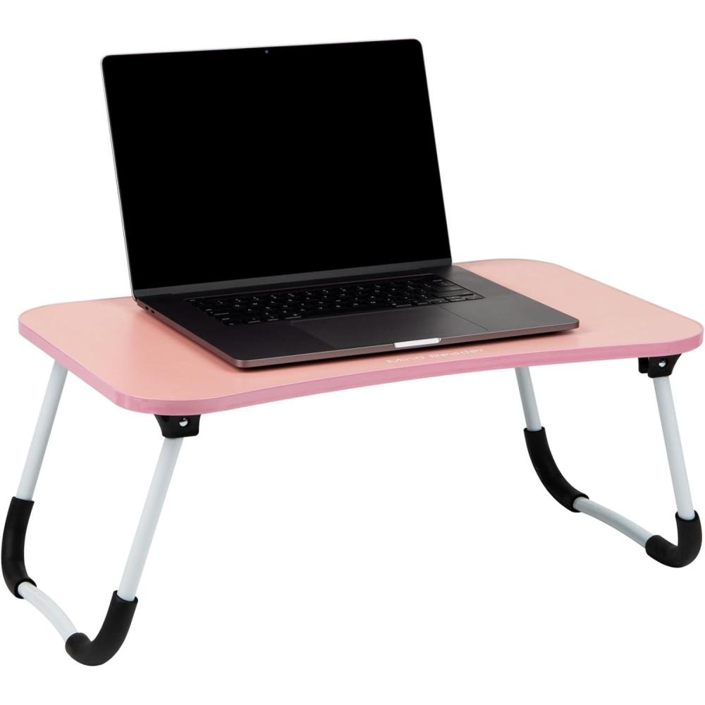 imageMind Reader Lap Desk Laptop Stand Bed Tray Folding Legs Couch Table Portable MDF 2325quot L x 1375quot W x 105quot H BeigePink