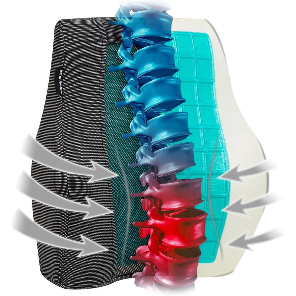 imageMind Reader Memory Foam Back Cushion Lumbar Support Posture Corrector Office Chair Car Seat 135quotL x 4quotW x 1225quotH BlackBlackGreen
