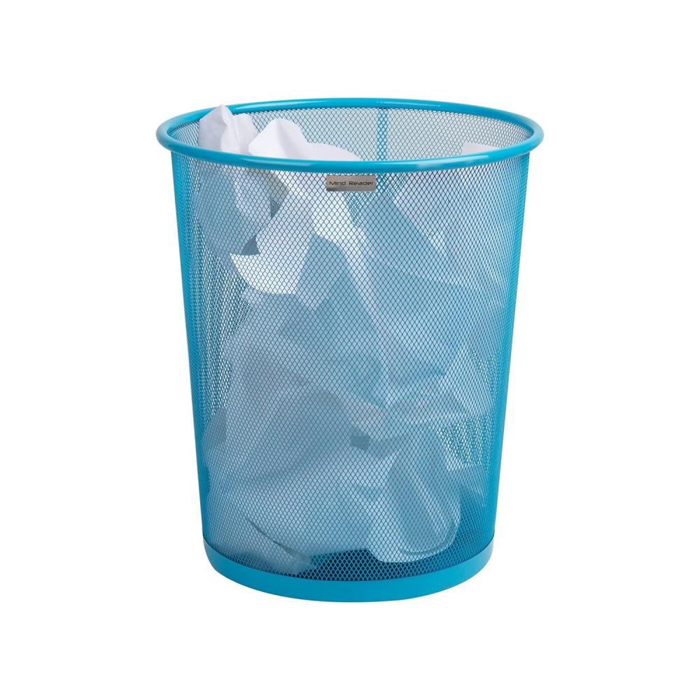imageMind Reader Mesh Trash Can 1665L 44 gal Waste Paper Basket Round Office Metal Mesh 115quot L x 115quot W x 1375quot H YellowBlue