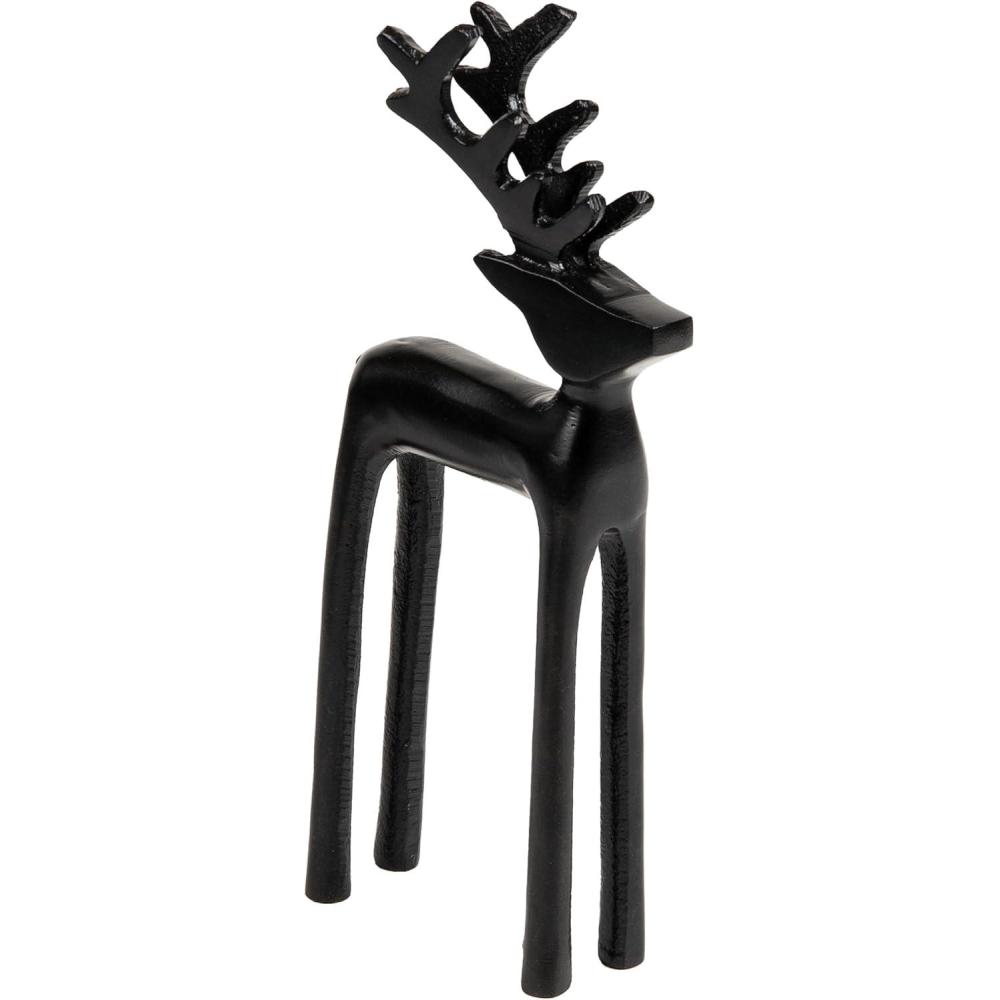 imageMind Reader Modern Metal Reindeer Figurine Sleek Aluminum Winter Holiday Decor Rustic Contemporary Accent Black