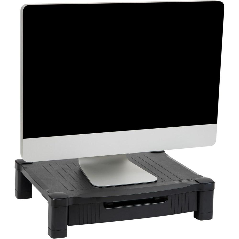 imageMind Reader Monitor Stand Height Adjustable Desktop Organizer Laptop Riser Office 1725quotL x 1325quotW x 4quotH BlackMonitor Stand with Drawer