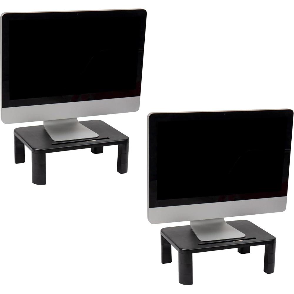 imageMind Reader Monitor Stand Height Adjustable Laptop Computer Riser Office 15quotL x 95quotW x 425quotH Set of 2 Black4 Leg2 Pack