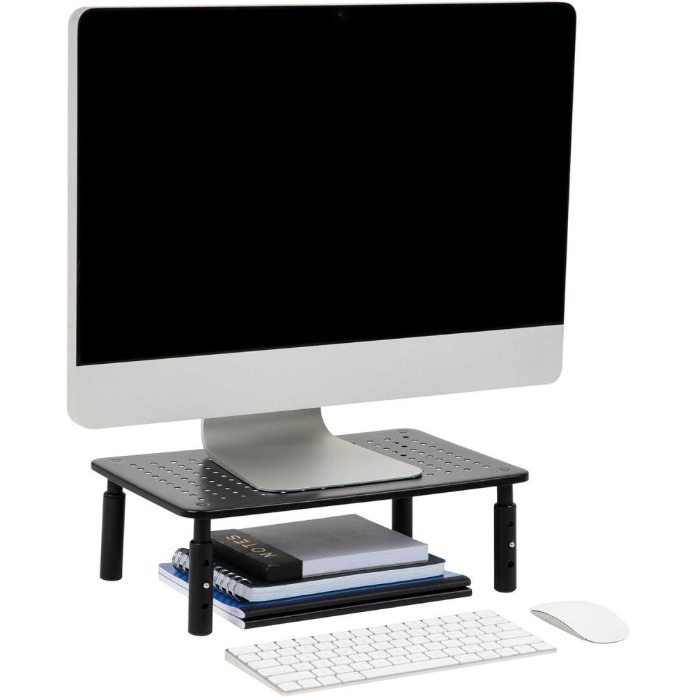 imageMind Reader Monitor Stand Height Adjustable Ventilated Laptop Riser Metal 145quot L x 925quot W x 455quot H Set of 2 Black1Pack