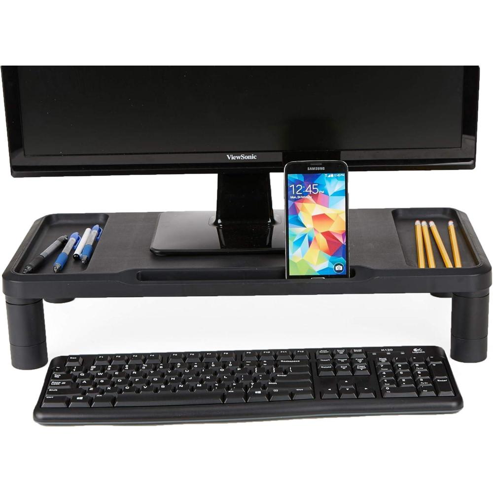 imageMind Reader Monitor Stand Laptop Riser Desktop Organizer Office Plastic 2175quot L x 1025quot W x 45quot H Set of 2 Black1Pack