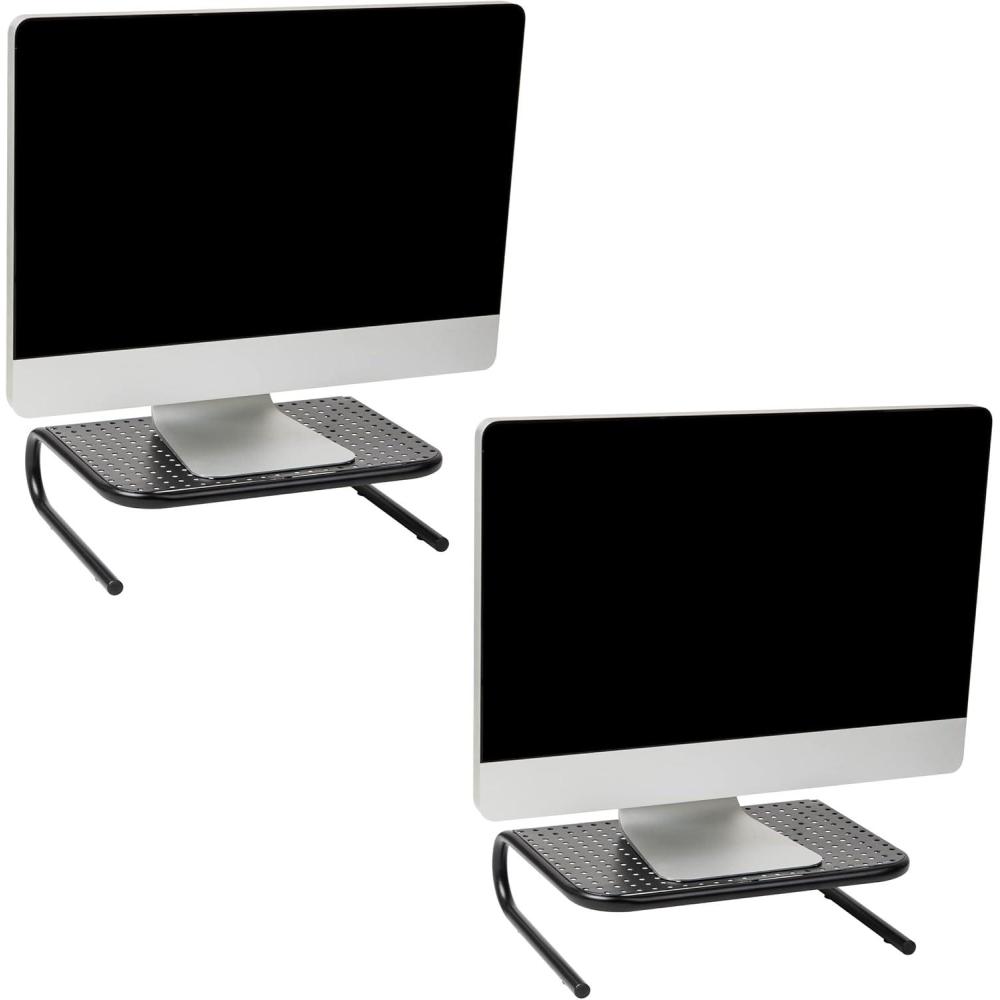 imageMind Reader Monitor Stand Ventilated Laptop Riser Desktop Organizer Metal 145quotL x 1125quotW x 425quotH Set of 2 Black