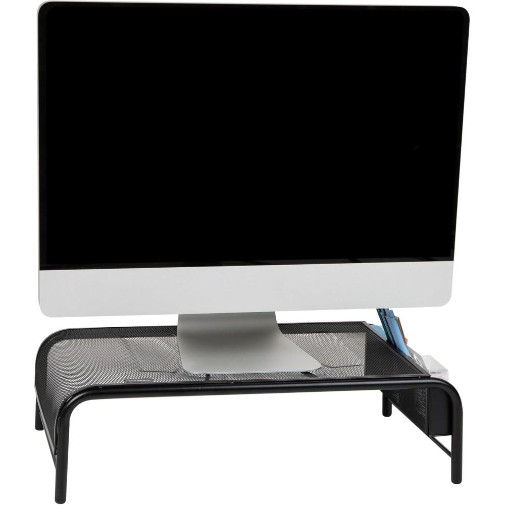 imageMind Reader Monitor Stand Ventilated Laptop Riser Desktop Organizer Side Storage Metal Mesh 20quotL x 115quotW x 55quotH SilverBlack