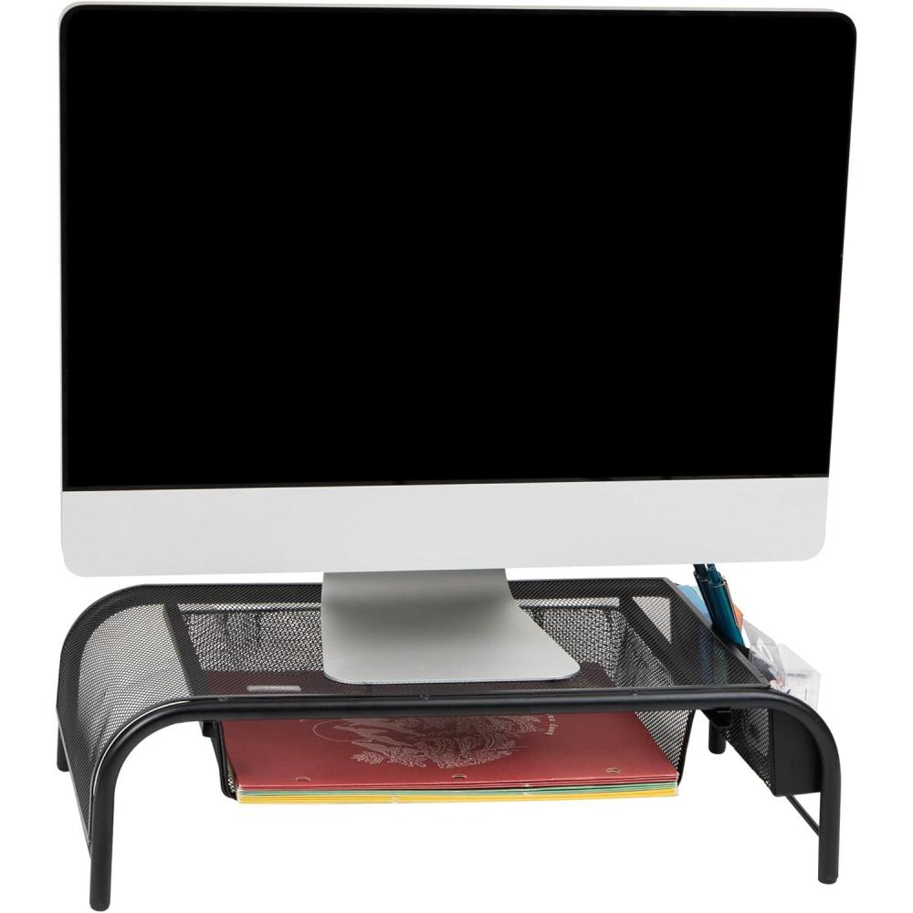 imageMind Reader Monitor Stand Ventilated Laptop Riser Paper Tray Storage Office Metal Mesh 20quotL x 115quotW x 55quotH BlackBlack