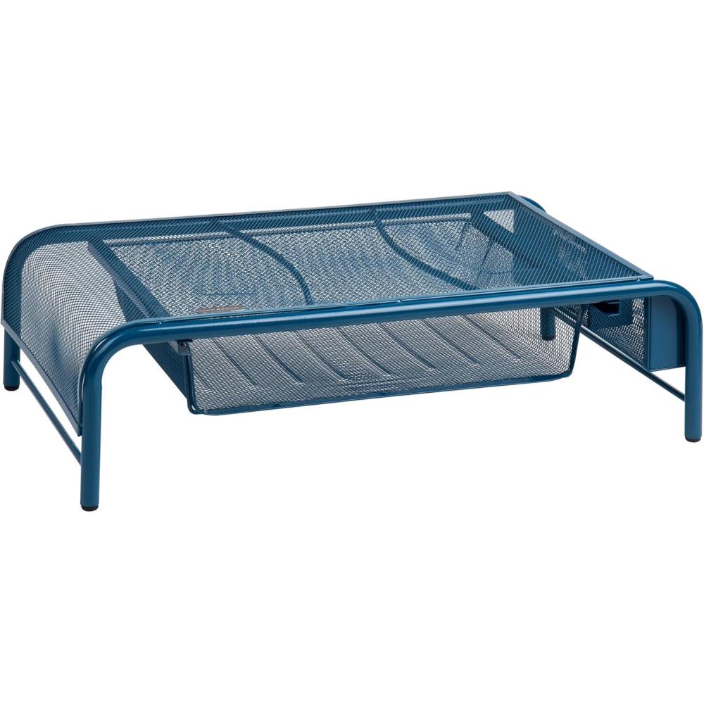 imageMind Reader Monitor Stand Ventilated Laptop Riser Paper Tray Storage Office Metal Mesh 20quotL x 115quotW x 55quotH BlackTurquoise