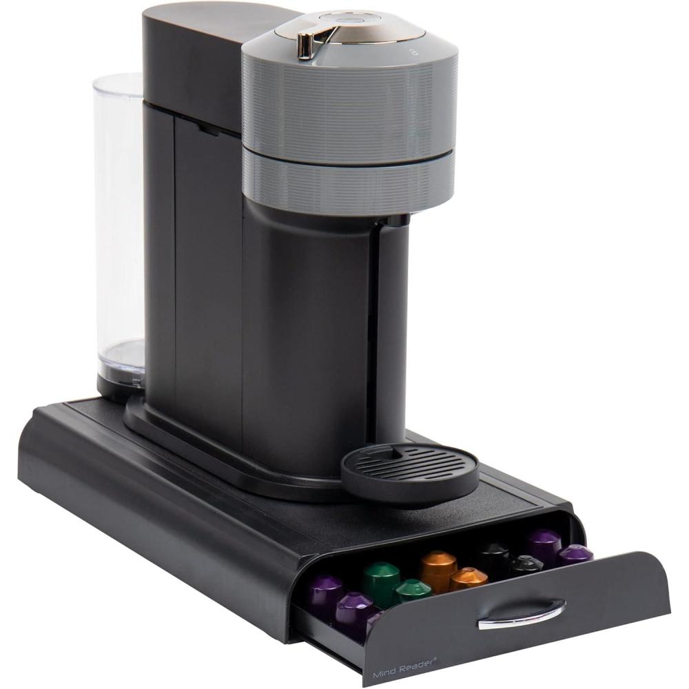 imageMind Reader Nespresso Compatible Capsule Drawer Countertop Organizer Coffee Pod Holder Storage 925quotL x 15quotW x 2quotH BlackBlack