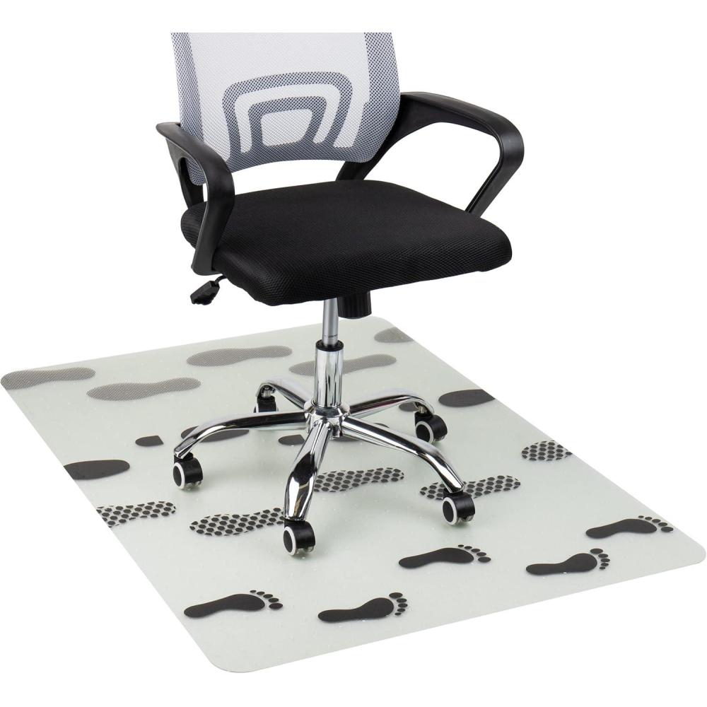 imageMind Reader Office Chair Mat for Carpet Under Desk Protector Polycarbonate 3525quot L x 4725quot W x 00625quot H Clear with Black ArtClear With Black Going Places Footprint Art