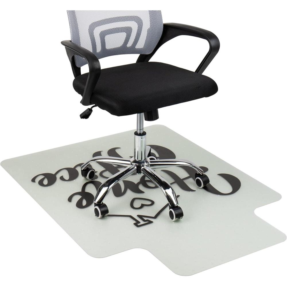imageMind Reader Office Chair Mat for Carpet Under Desk Protector Polycarbonate 3525quot L x 4725quot W x 00625quot H Clear with Black ArtClear With Black Home Office Art