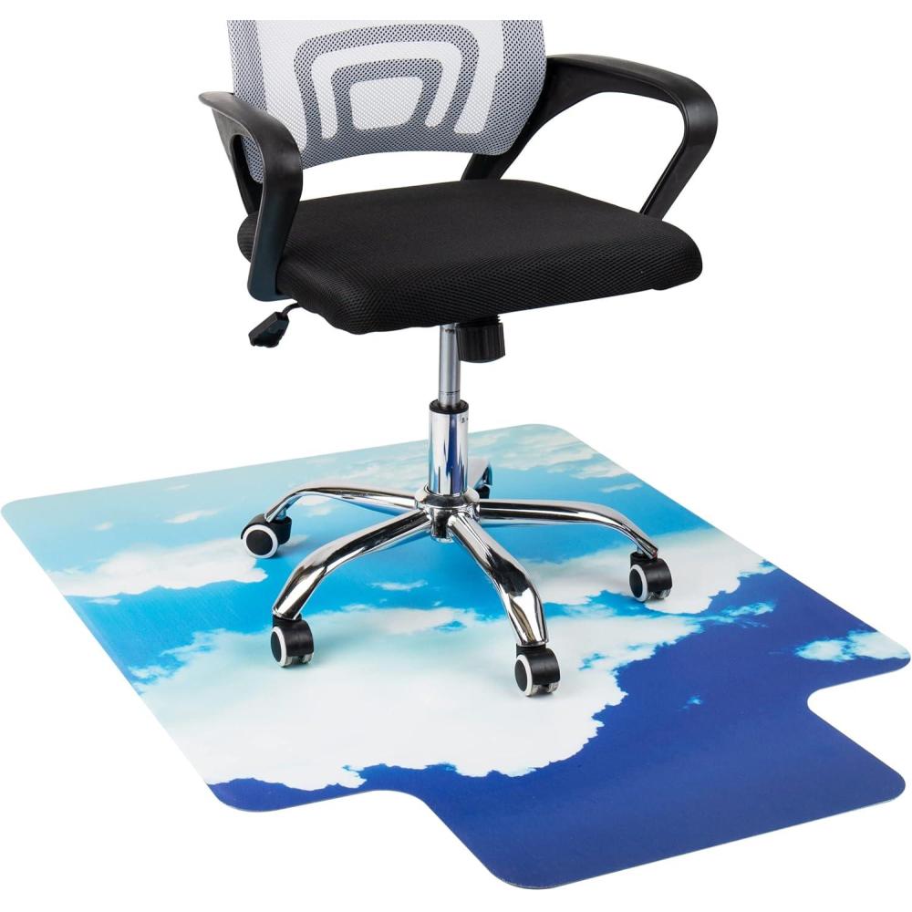 imageMind Reader Office Chair Mat for Carpet Under Desk Protector Polycarbonate 3525quot L x 4725quot W x 00625quot H Clear with Black ArtHead in the Clouds Art