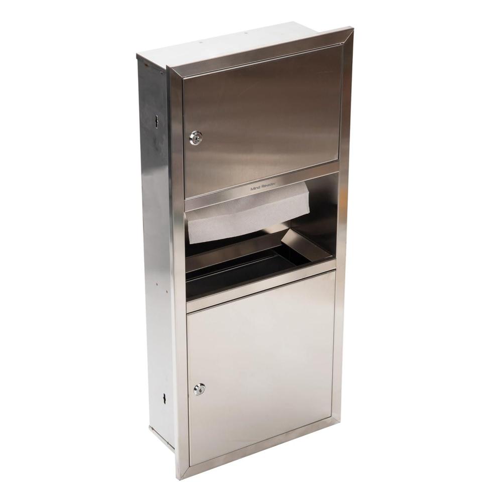 imageMind Reader Paper Towel Dispenser and Trash Can WallMounted Bathroom Stainless Steel 135quot L x 295quot H x 575quot D Silver