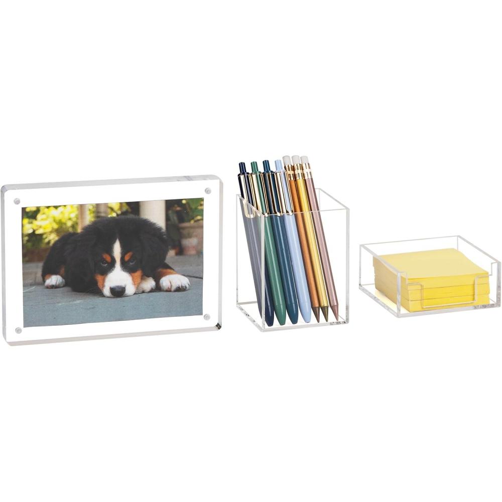 imageMind Reader Pen Cup Accessory Holder Desktop Organization Office Acrylic ClearClear