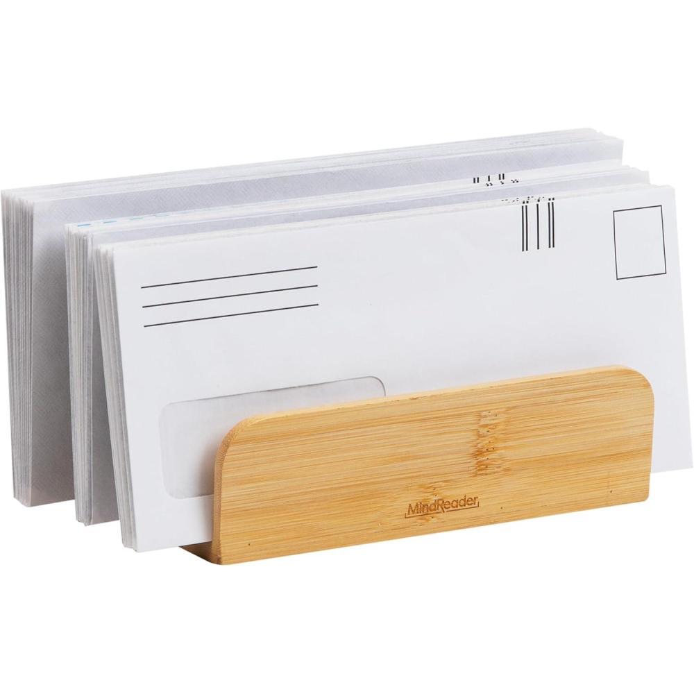 imageMind Reader Pen Cup Accessory Holder Desktop Organization Office Bamboo 35quot L x 35quot W x 3875quot H Brown3Tier Mail Sorter