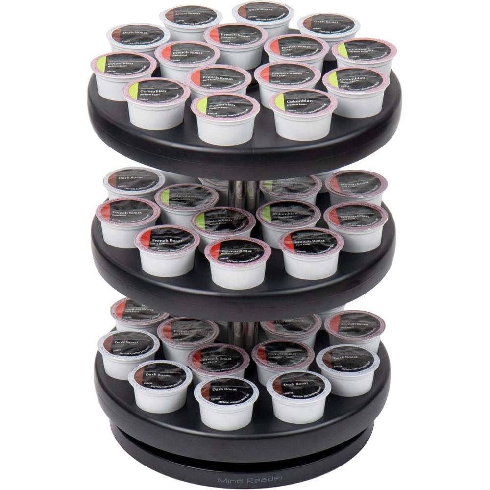 imageMind Reader Single Serve Coffee Pod Carousel 30 Pod Capacity Countertop Organizer 675quotL x 625quotW x 125quotH WhiteBlack