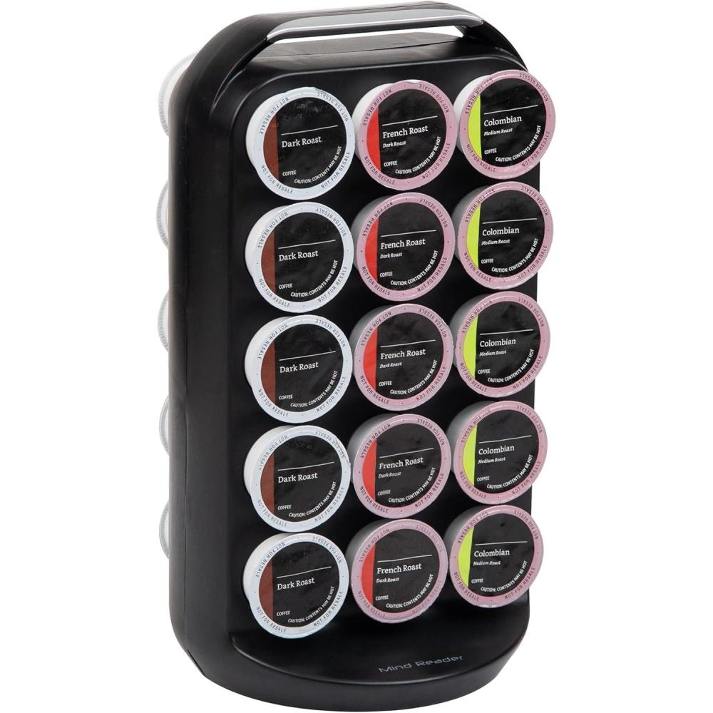 imageMind Reader Single Serve Coffee Pod Carousel 35 Pod Capacity Lazy Susan Metal Mesh 615quotL x 615quotW x 125quotH BlackBlack