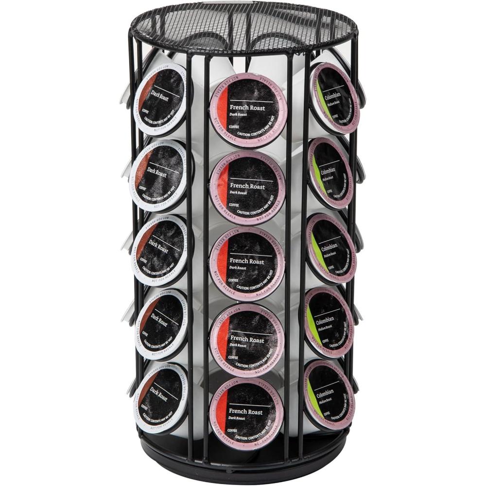 imageMind Reader Single Serve Coffee Pod Carousel 35 Pod Capacity Lazy Susan Metal Mesh 615quotL x 615quotW x 125quotH BlackClassic Black