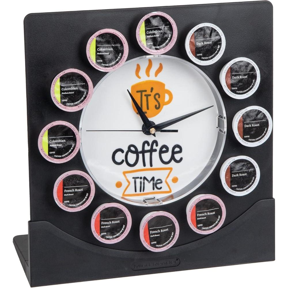imageMind Reader Single Serve Coffee Pod Clock 12 Pod Capacity Countertop or Wall Mount 125quot L x 425quot W x 1225quot H Black