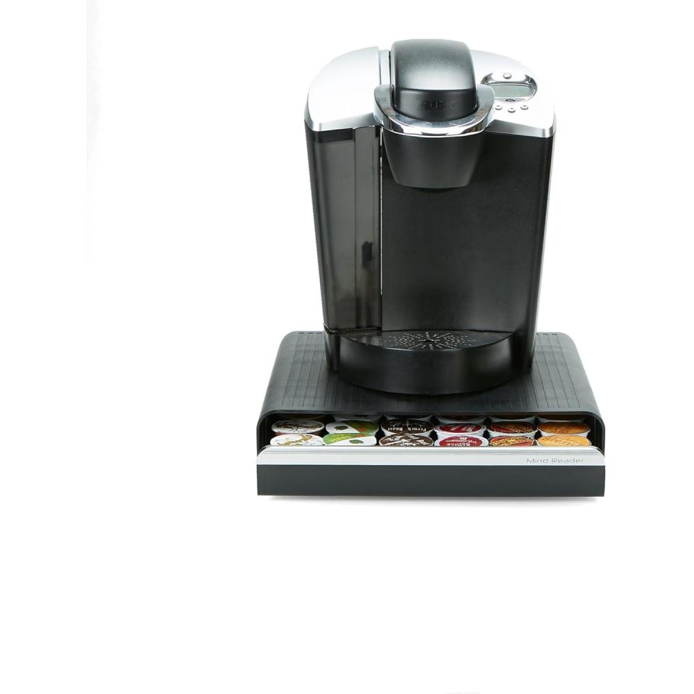 imageMind Reader Single Serve Coffee Pod Drawer 36 Pod Capacity Countertop Organizer 1325quotL x 1275quotW x 275quotH BlackBlack