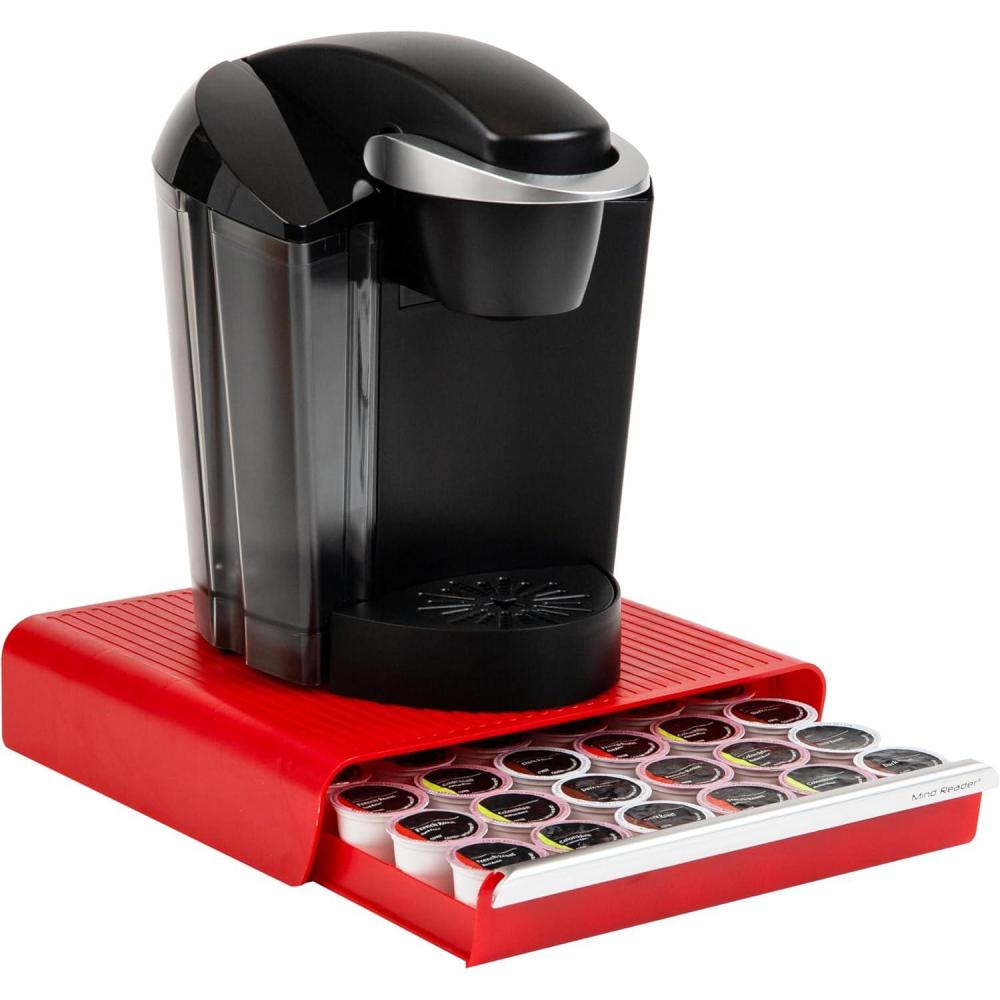 imageMind Reader Single Serve Coffee Pod Drawer 36 Pod Capacity Countertop Organizer Breakroom 1275quotL x 13quotW x 3quotH BlackRed
