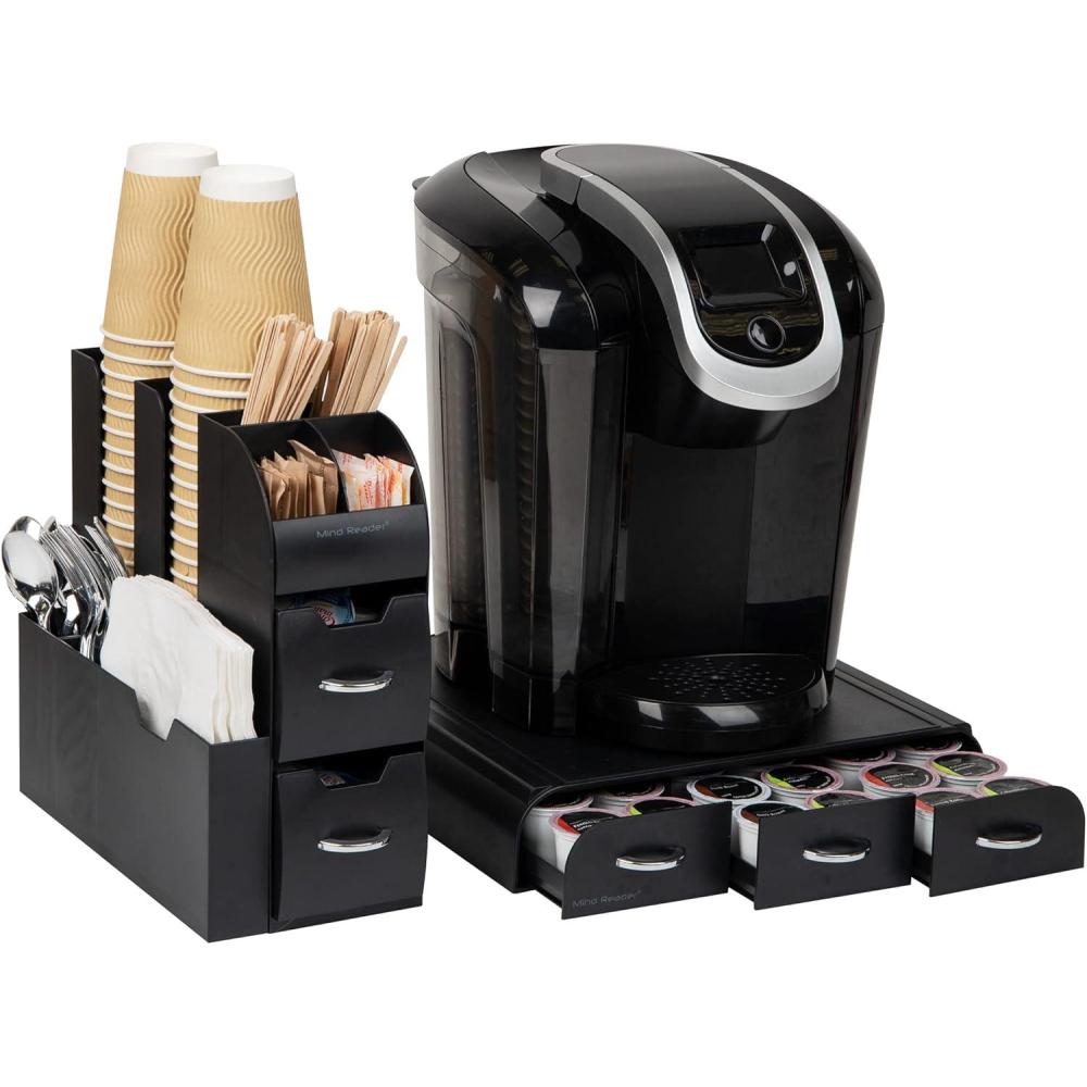 imageMind Reader Single Serve Coffee Pod Drawer and Cup Condiment Set 2 Pcs 36 Pod Capacity 535quotL x 1125quotW x 1115quotH Black