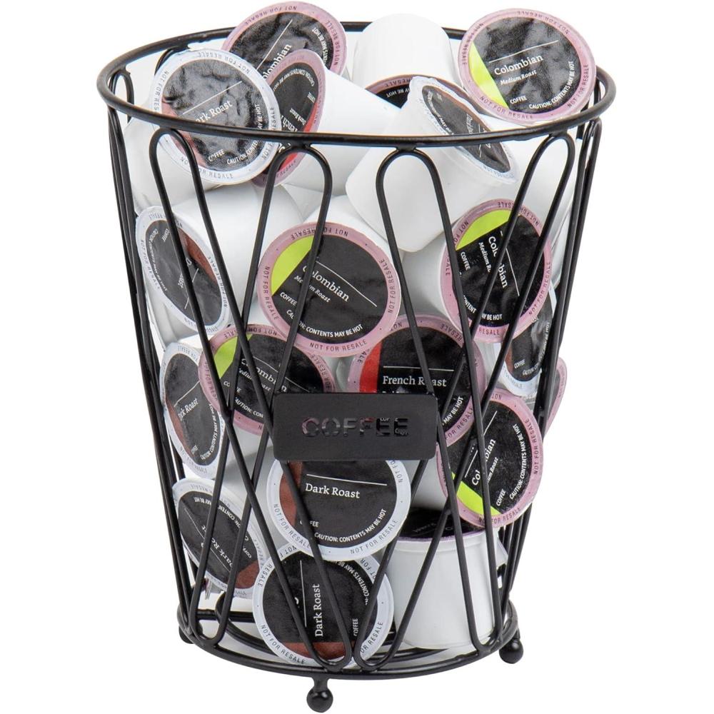 imageMind Reader Single Serve Coffee Pod Storage 30 Coffee Pod Capacity Countertop Organizer Metal 7quot L x 7quot W x 85quot H Black