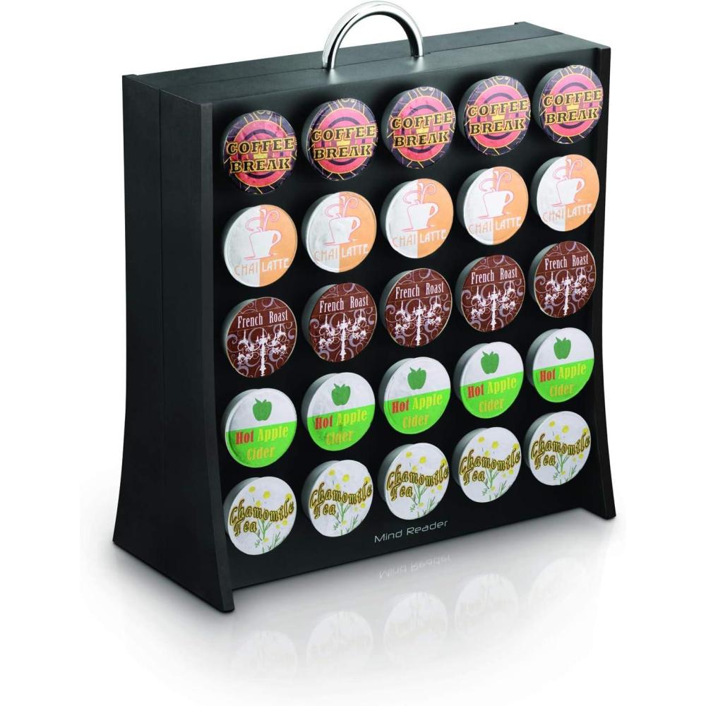 imageMind Reader Single Serve Coffee Pod Storage 50 Coffee Pod Capacity Countertop DoubleSided 12quotL x 4quotW x 14quotH Black