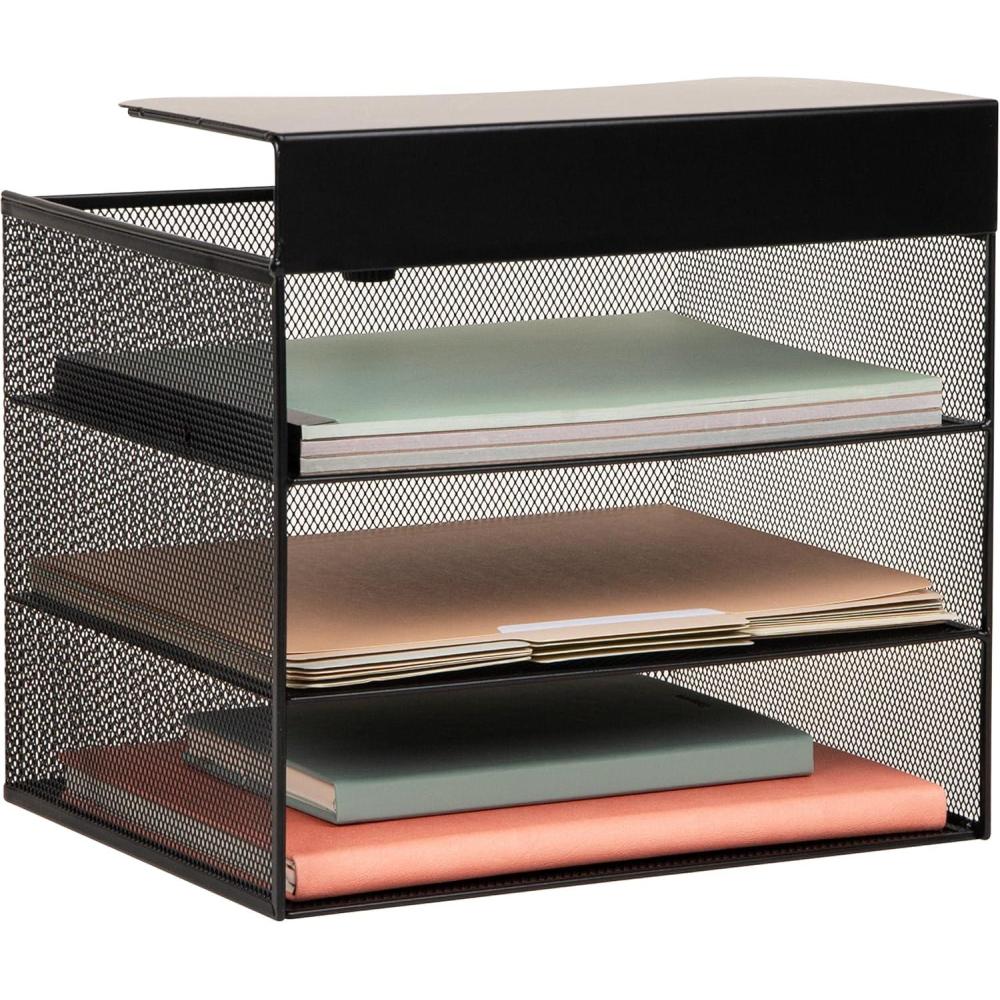imageMind Reader SlideOn Under Desk File Organizer No Tools Required Hanging Storage for Laptops Folders and Notebooks Metal Black