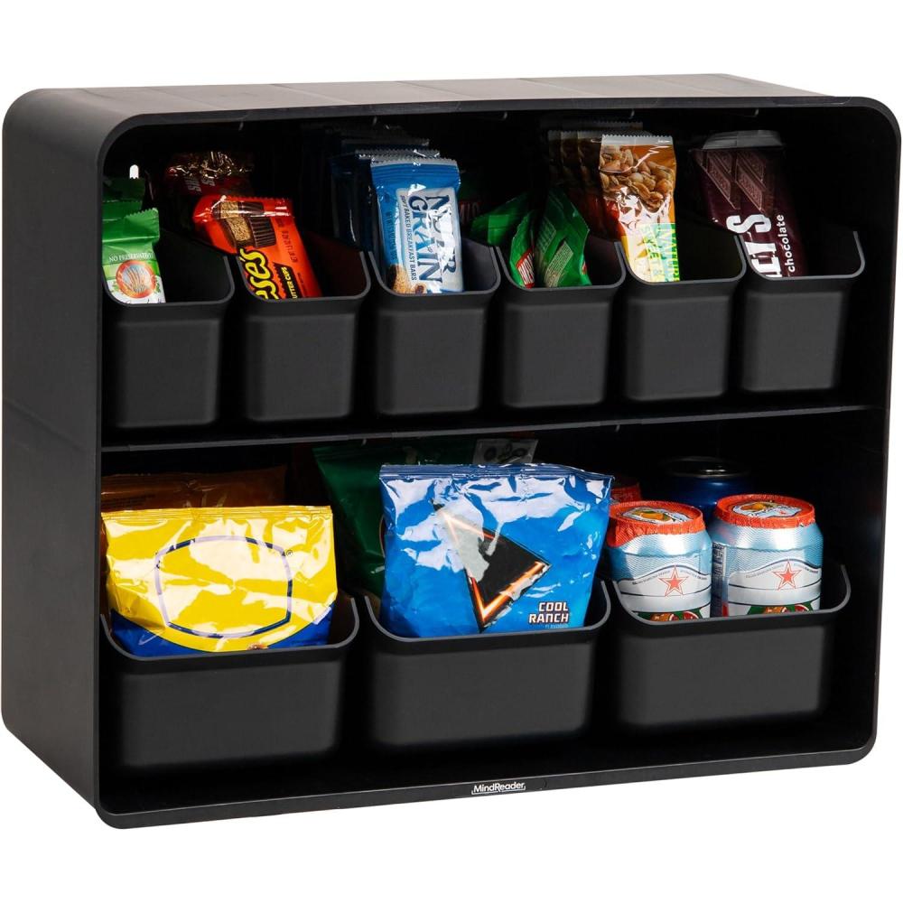 imageMind Reader Snack Organizer Countertop Organizer Snacks Drinks Pantry Breakroom Kitchen 18quot L x 725quot W x 145quot H Black