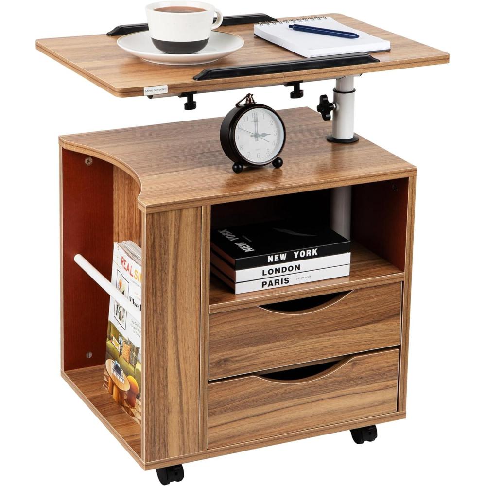 imageMind Reader Standing Desk Laptop Computer Stand Height Adjustable MDF 2375quotL x 1575quotW x 268345quotH Brown and Silver