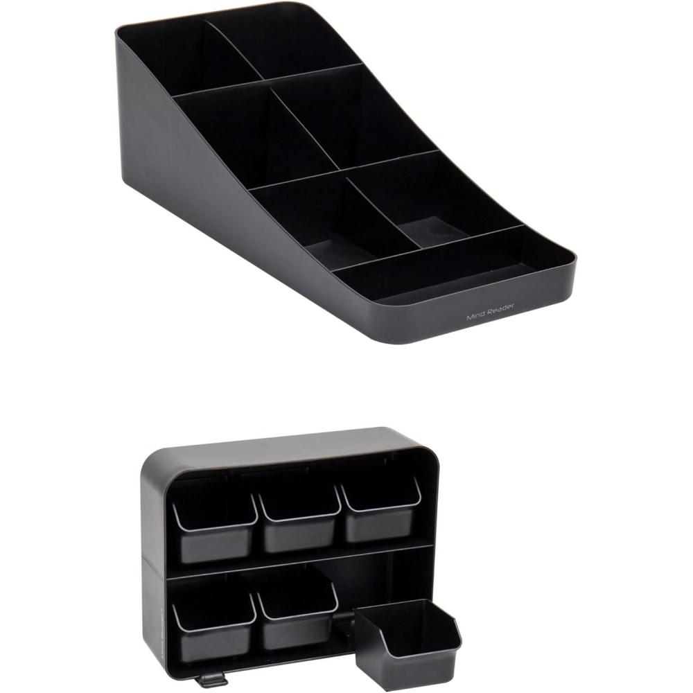 imageMind Reader Tea Storage Cup and Condiment Station Set of 2 Countertop Organizer Kitchen 725quot L x 155quot W x 525quot H Black