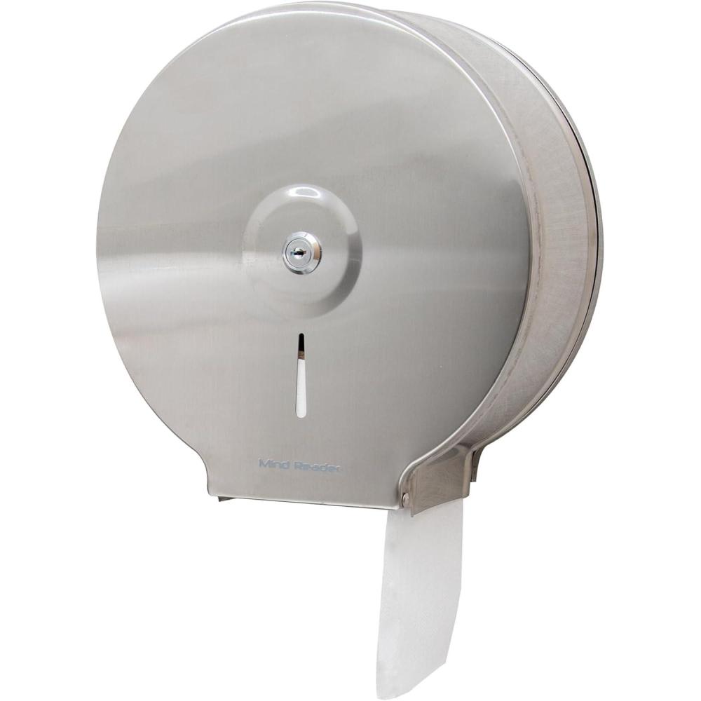 imageMind Reader Toilet Paper Dispenser Wall Mount Lock with Key Restroom Stainless Steel 10quotL x 1025quotW x 45quotH SilverSilver