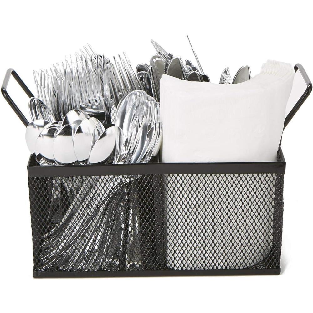 imageMind Reader Utensil Accessory Caddy Organizer Countertop Office Kitchen Metal Mesh 85quot L x 85quot W x 6quot H Black