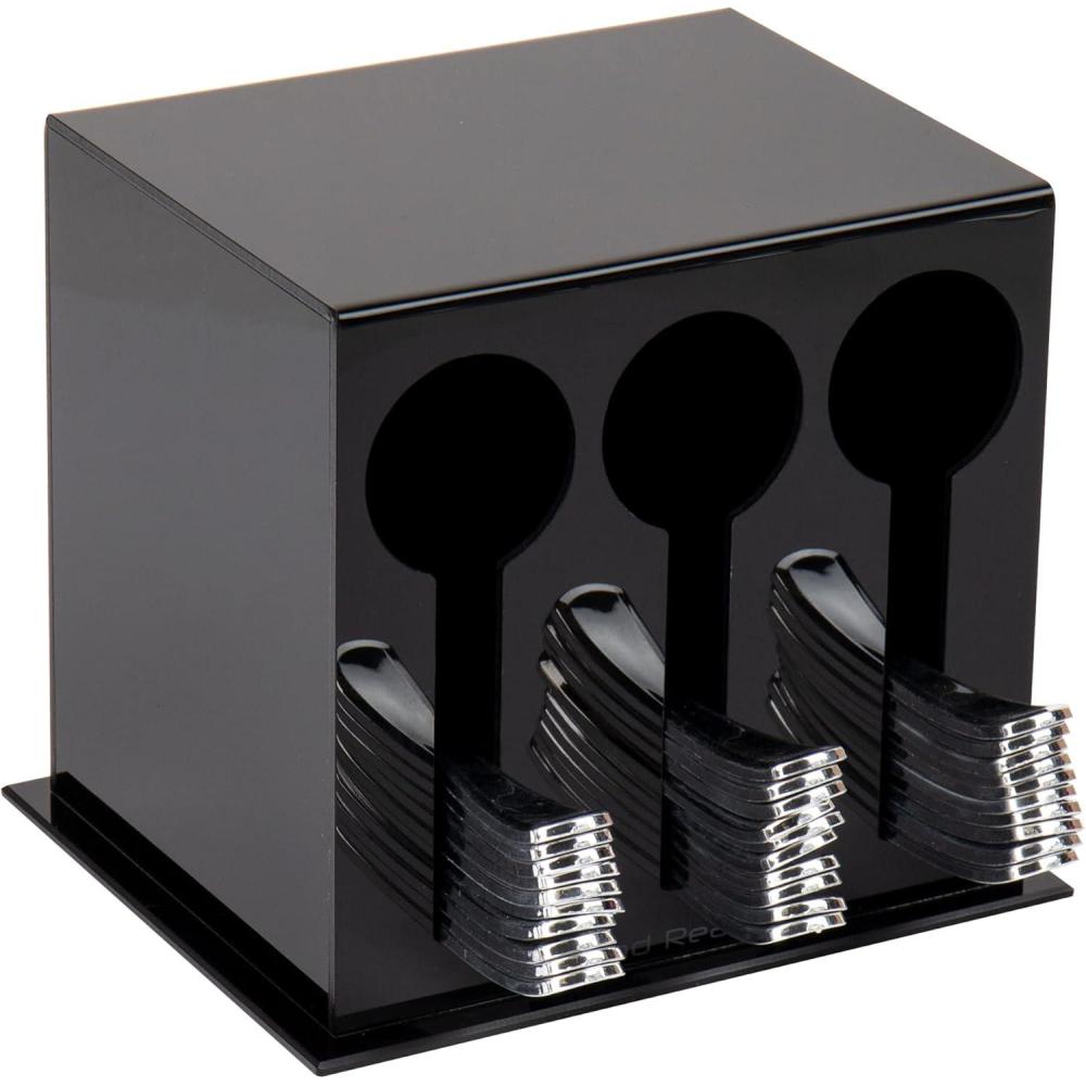 imageMind Reader Utensil Dispenser Silverware Organizer Plastic Fork and Spoon Dispenser Kitchen 11quot L x 575quot W x 6quot H BlackBlack