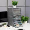Mind Reader 10-Drawer Desk Organizer for Office Supplies, Crafts, Mail Sorting & More, Metal Mesh, 10.75″L x 14″W x 21.25″H, Black(Silver 10 Drawer)